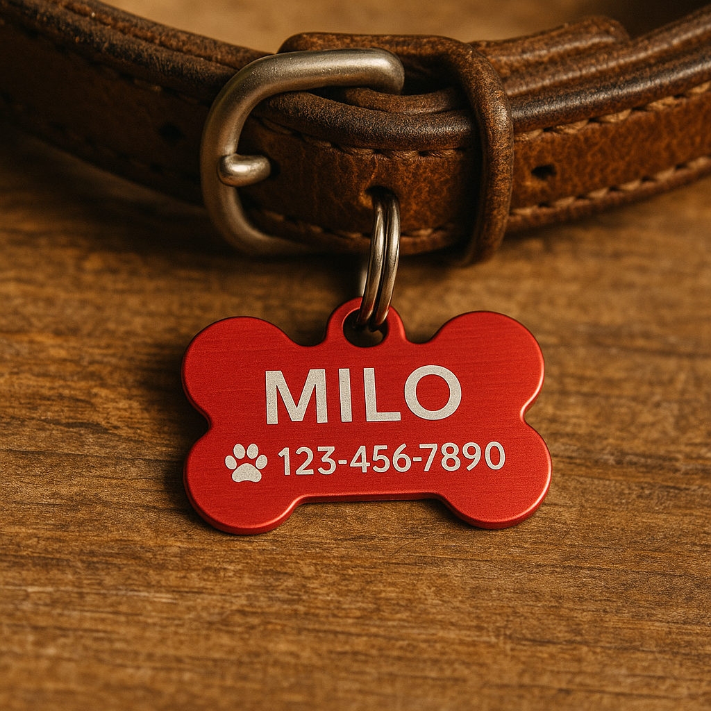 Targhetta Personalizzata in Alluminio per Cani – con Nome e Numero Incisi